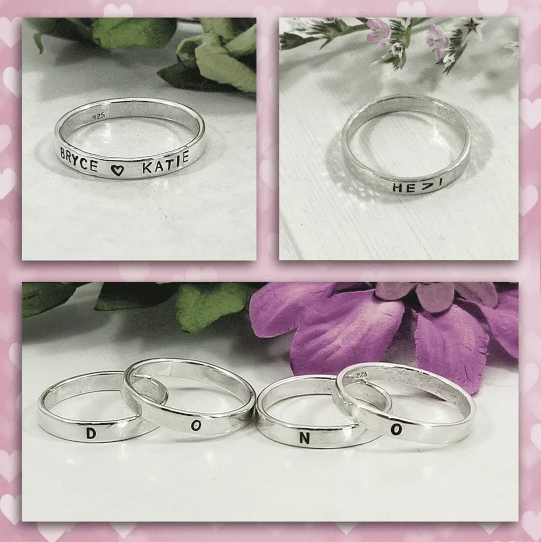 Silver Stackable Name Rings