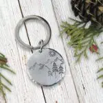 Mountain Scene Handstamped keychain
