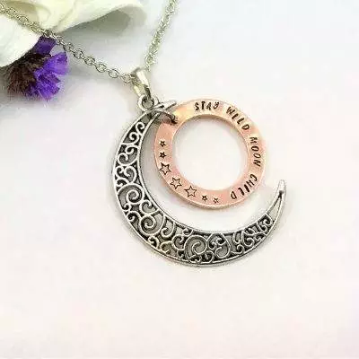 Wild Moon Child Copper Ring Necklace