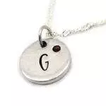 Tiny Initial Circle Necklace With Crystal