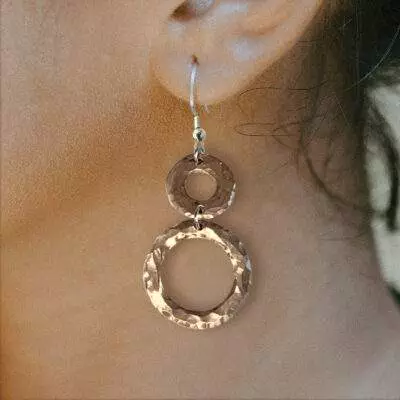 Boho Dangle Copper Washer Earrings
