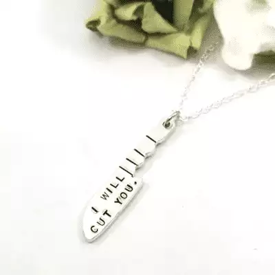 I Will Cut You Cleaver Funny Necklace