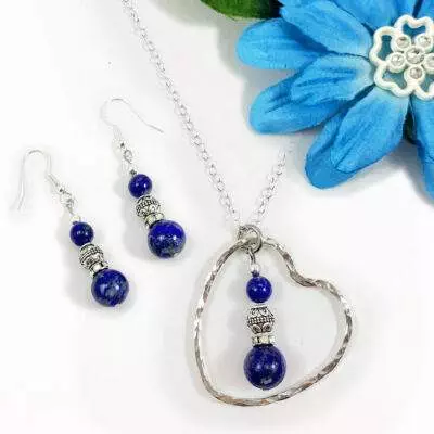 Stunning Lapis Lazuli Jewelry with Sterling Heart
