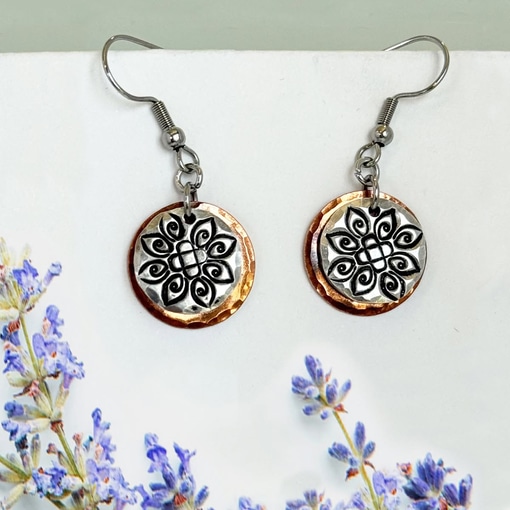 Mandala Mixed Metal Boho Earrings