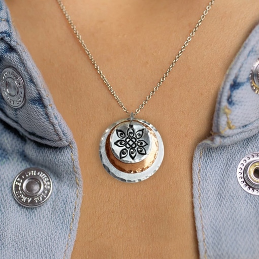 Mandala Mixed Metal Boho Necklace