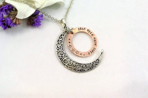 Stay Wild Moon Child Copper Circle Necklace