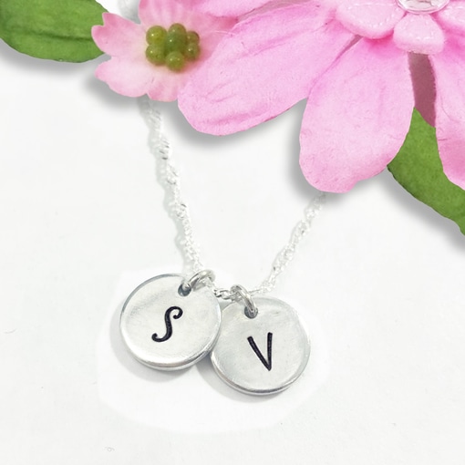 Tiny Initial Simple Circle Necklace