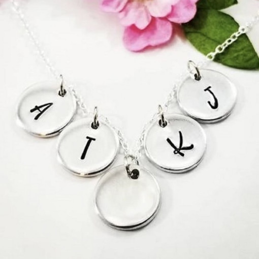 Tiny Initial Simple Circle Necklace