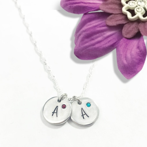 Tiny Initial Crystal Circle Necklace