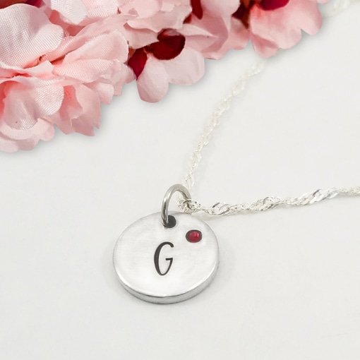 Tiny Initial Crystal Circle Necklace