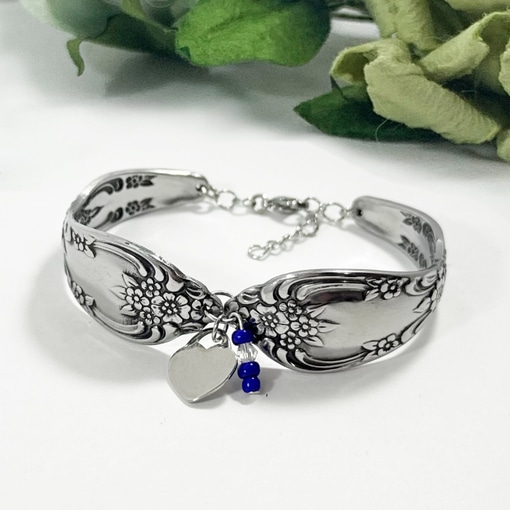 Vintage Flatware Bracelet with Heart Charm