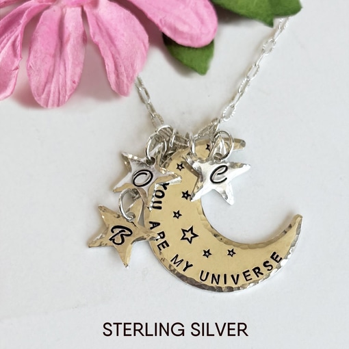Moms Heavenly Moon And Stars Necklace