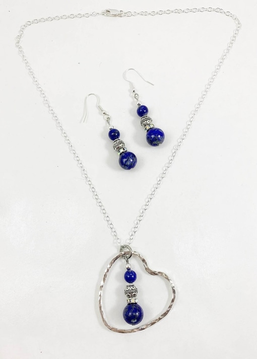 Stunning Lapis Lazuli Jewelry with Sterling Heart