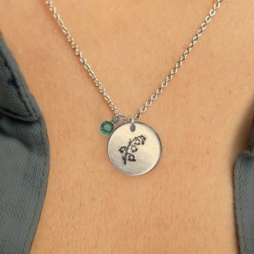 Birth Month Flower Necklace With Birthstone Crystal